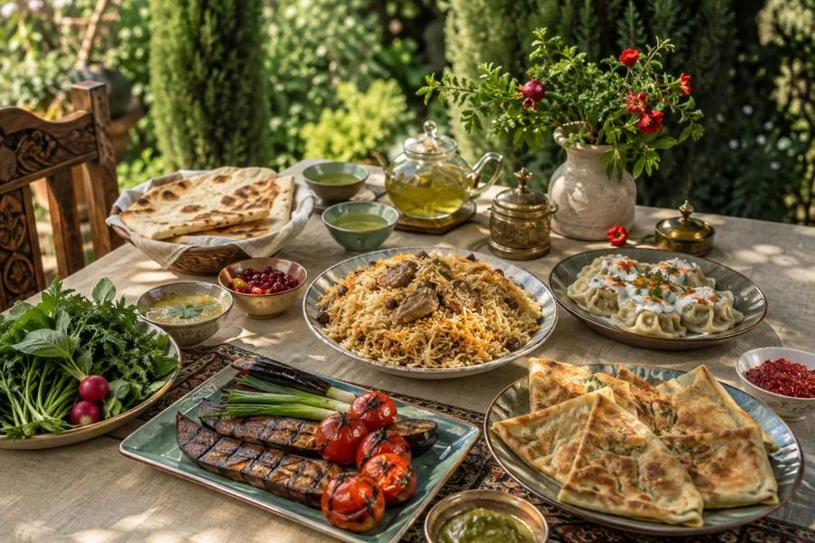 منقل روشن در آشپزخانه دود و آتش